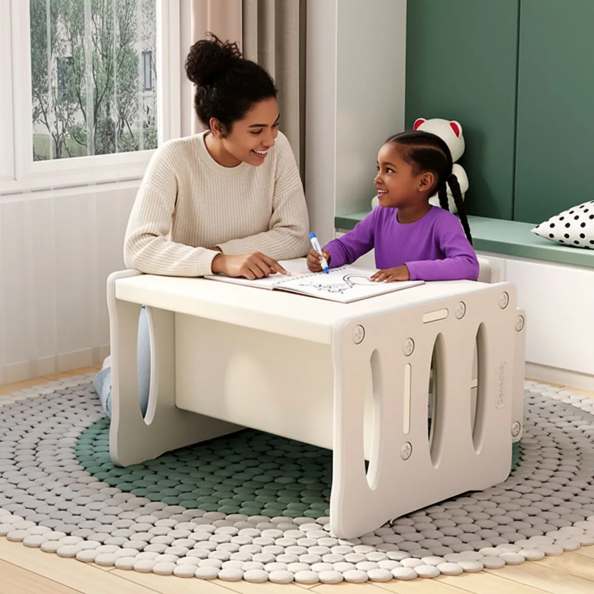 PERU IMPORTACIONES - Set Montessori Mesa y Dos Sillas para Niños