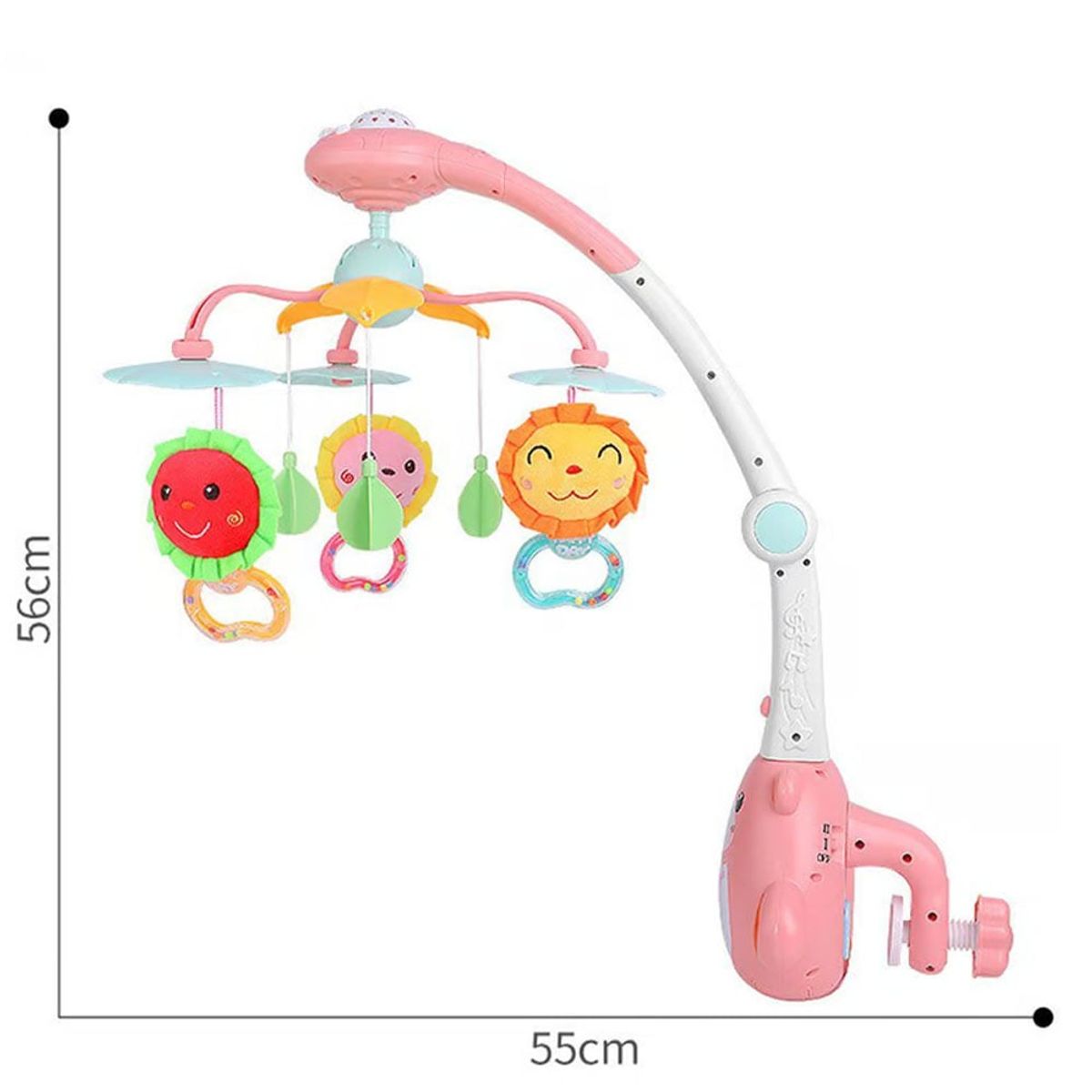 IDEAL BABY & KIDS - Movil Para Cuna con Proyector Luces y Control Rosado