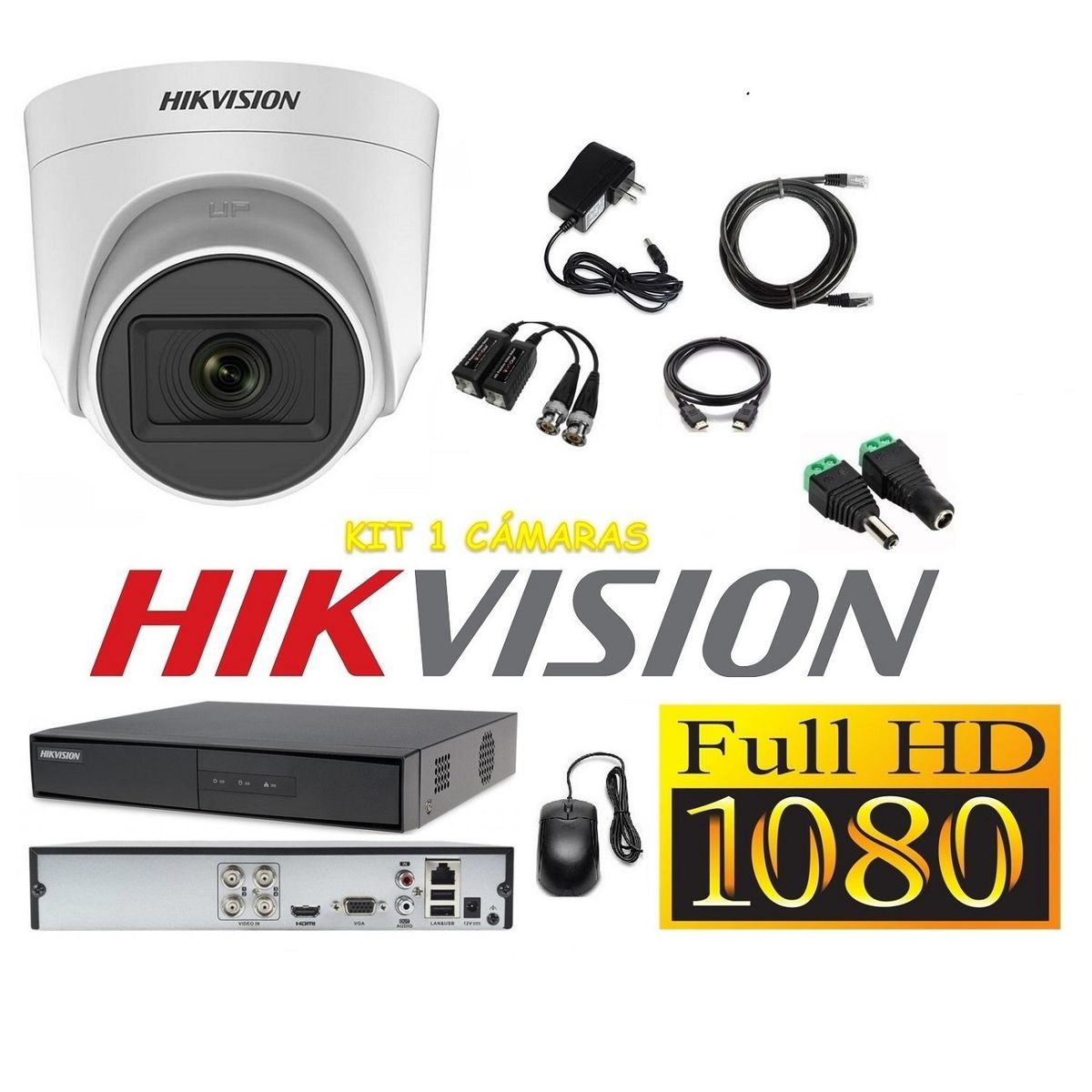 HIKVISION - Cámaras Seguridad Kit 1 HIKVISION DOMO FULLHD Audio Incorporado