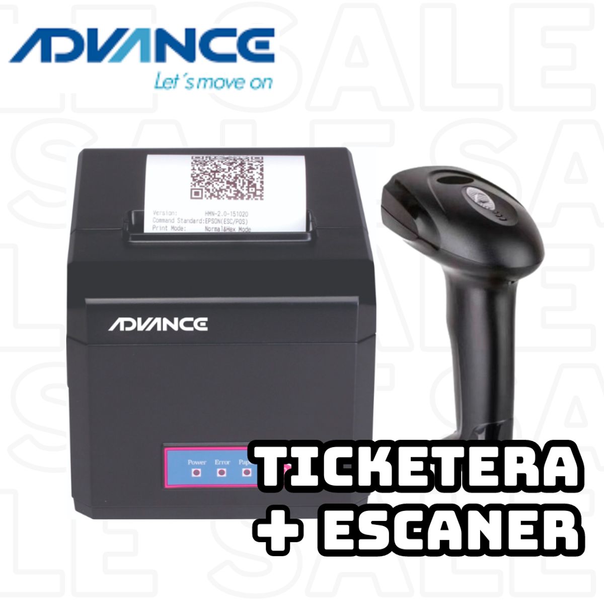 ADVANCE - IMPRESORA TERMICA ADVANCE RECIBOS ADV-8010N + ESCANER ADVANCE ADV-6013