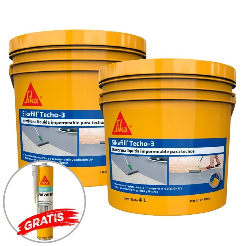 SIKA - Pack 2 Und Impermeabilizante para Techos Sikafill Techo-3 Gris x 4L