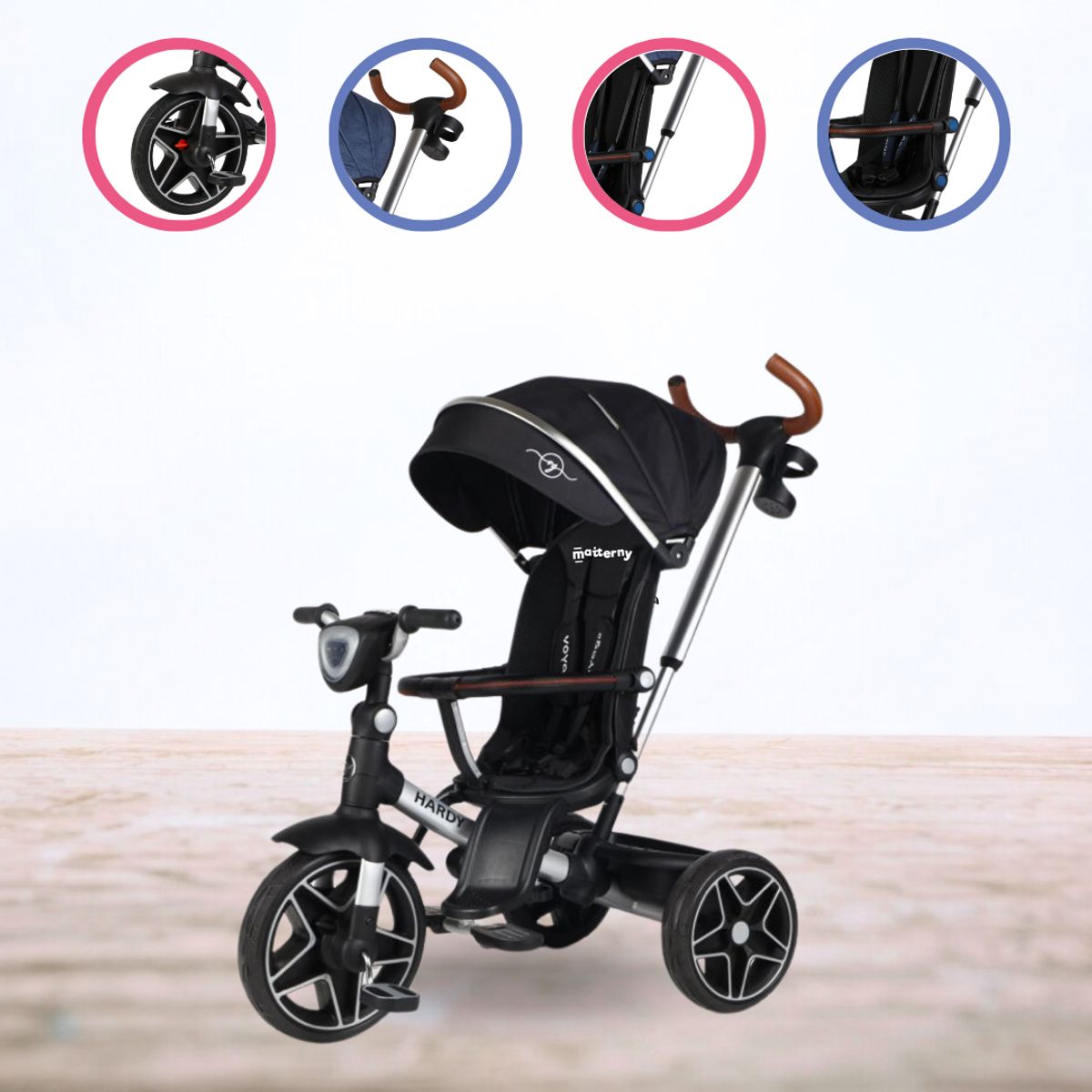 VOYAGE - Triciclo Guiador Reversible 360° «HARDY» Black