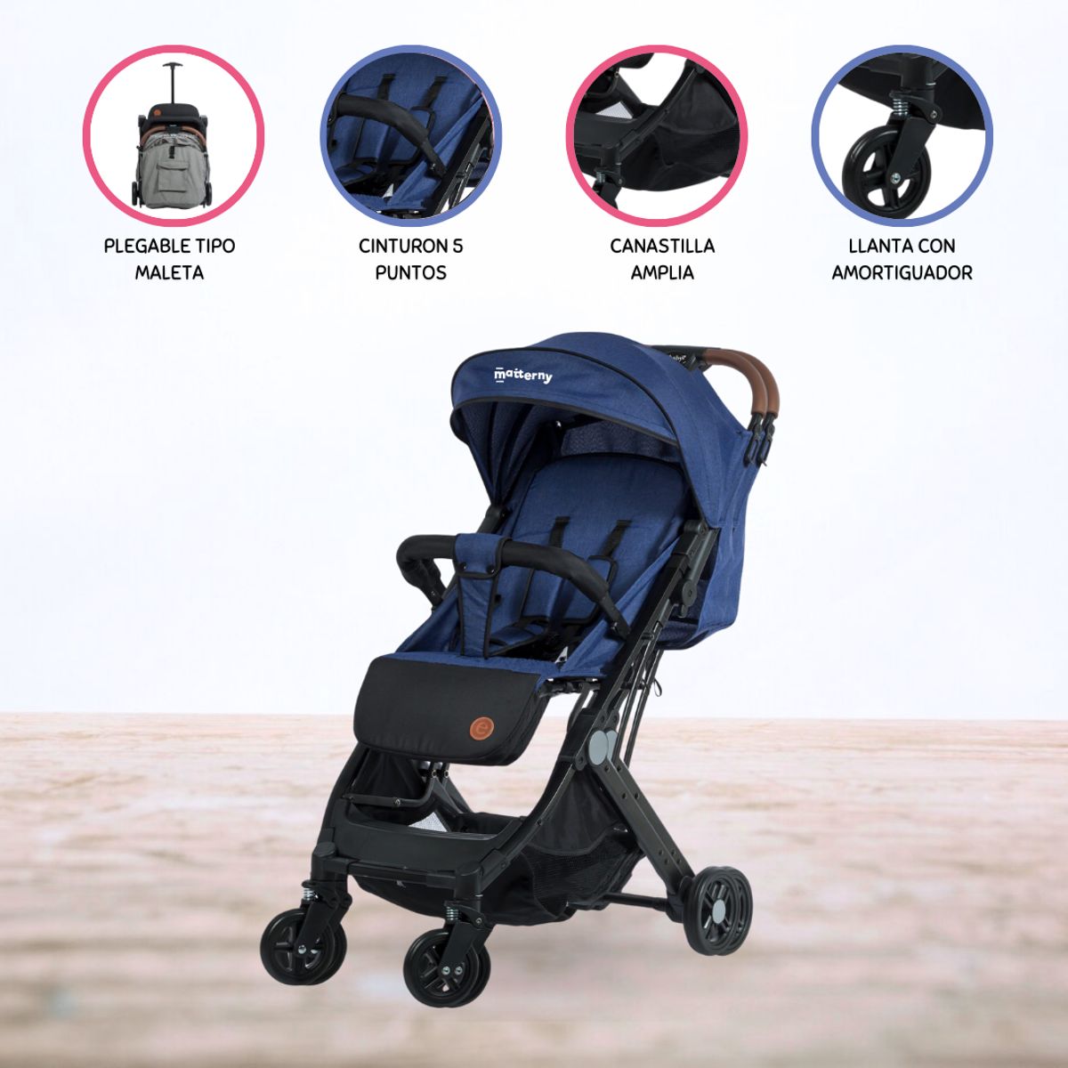 EBABY - Coche Maleta para Bebé »COMPACT» Blue