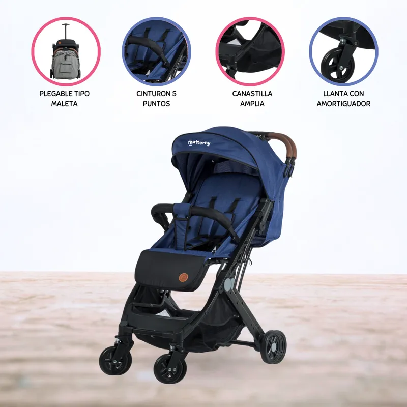EBABY - Coche Maleta para Bebé »COMPACT» Blue