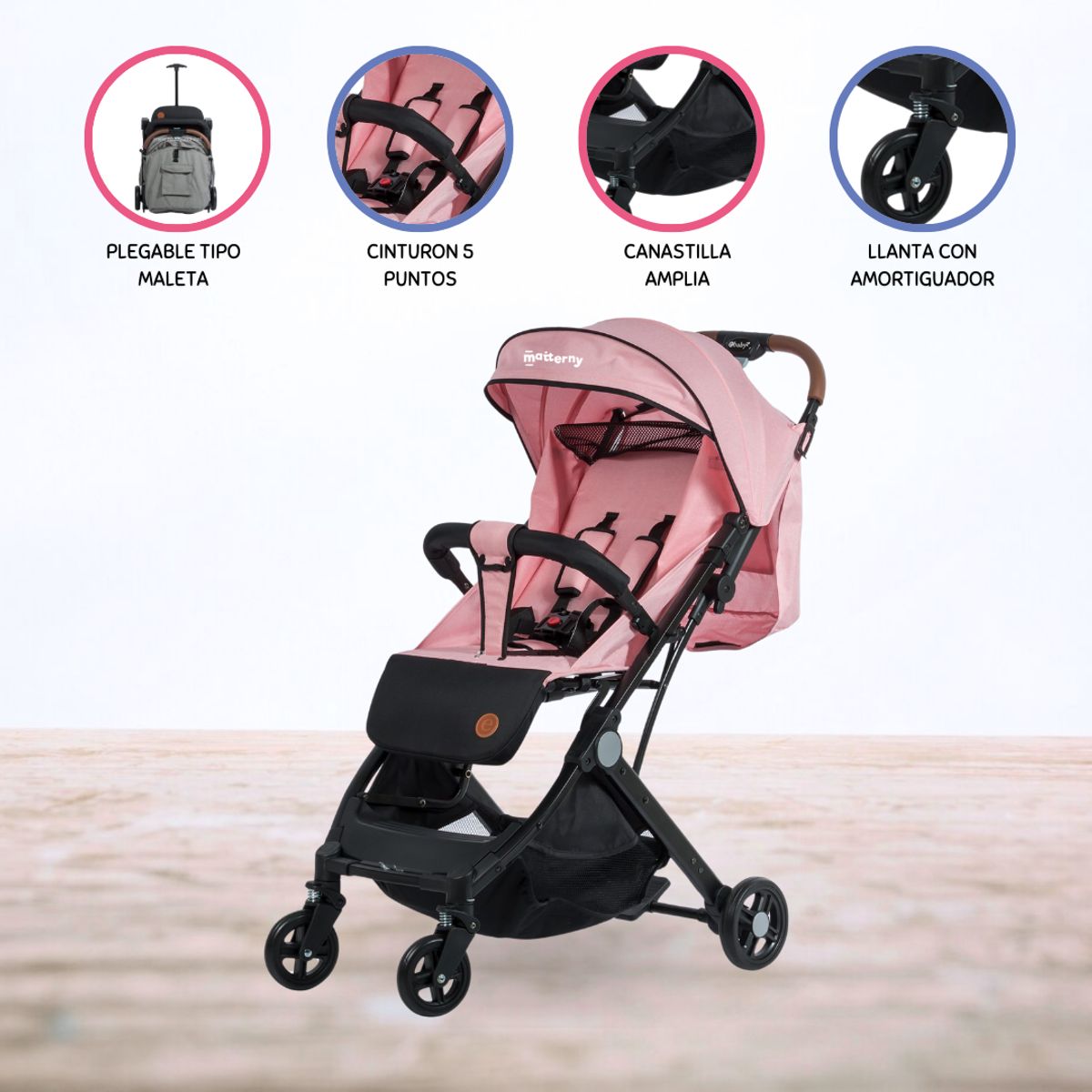 EBABY - Coche Maleta para Bebé »COMPACT» Pink