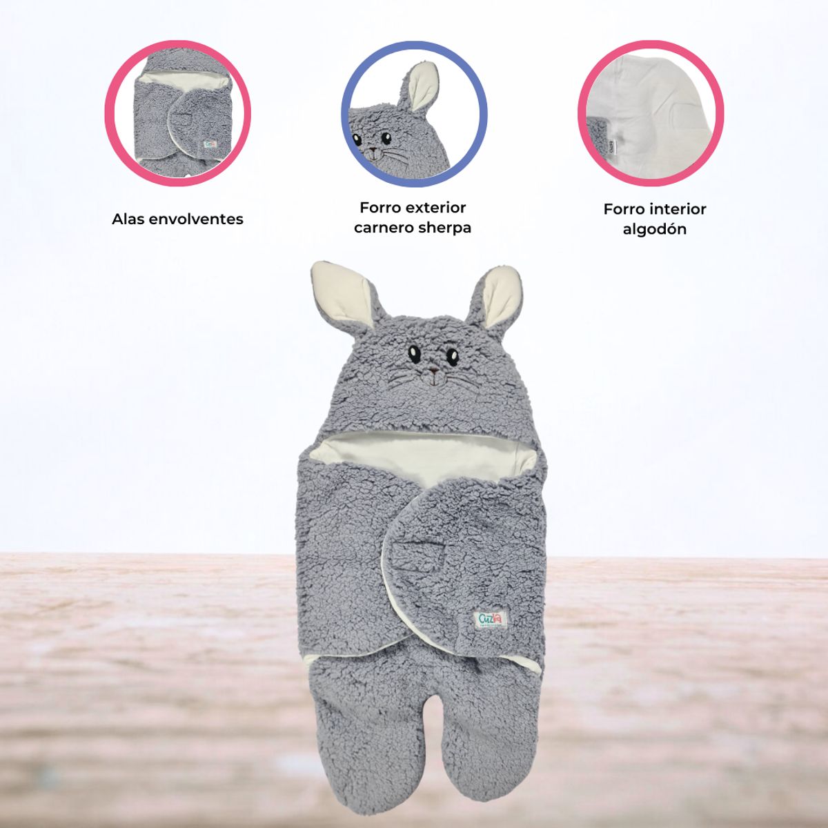 CUZKA - Saco de dormir para Bebé »RABBIT» Gray
