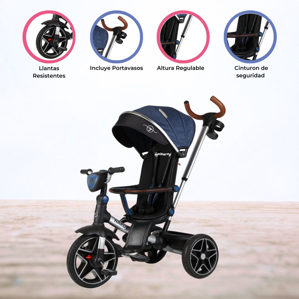 VOYAGE - Triciclo Guiador Reversible 360° «HARDY» Blue