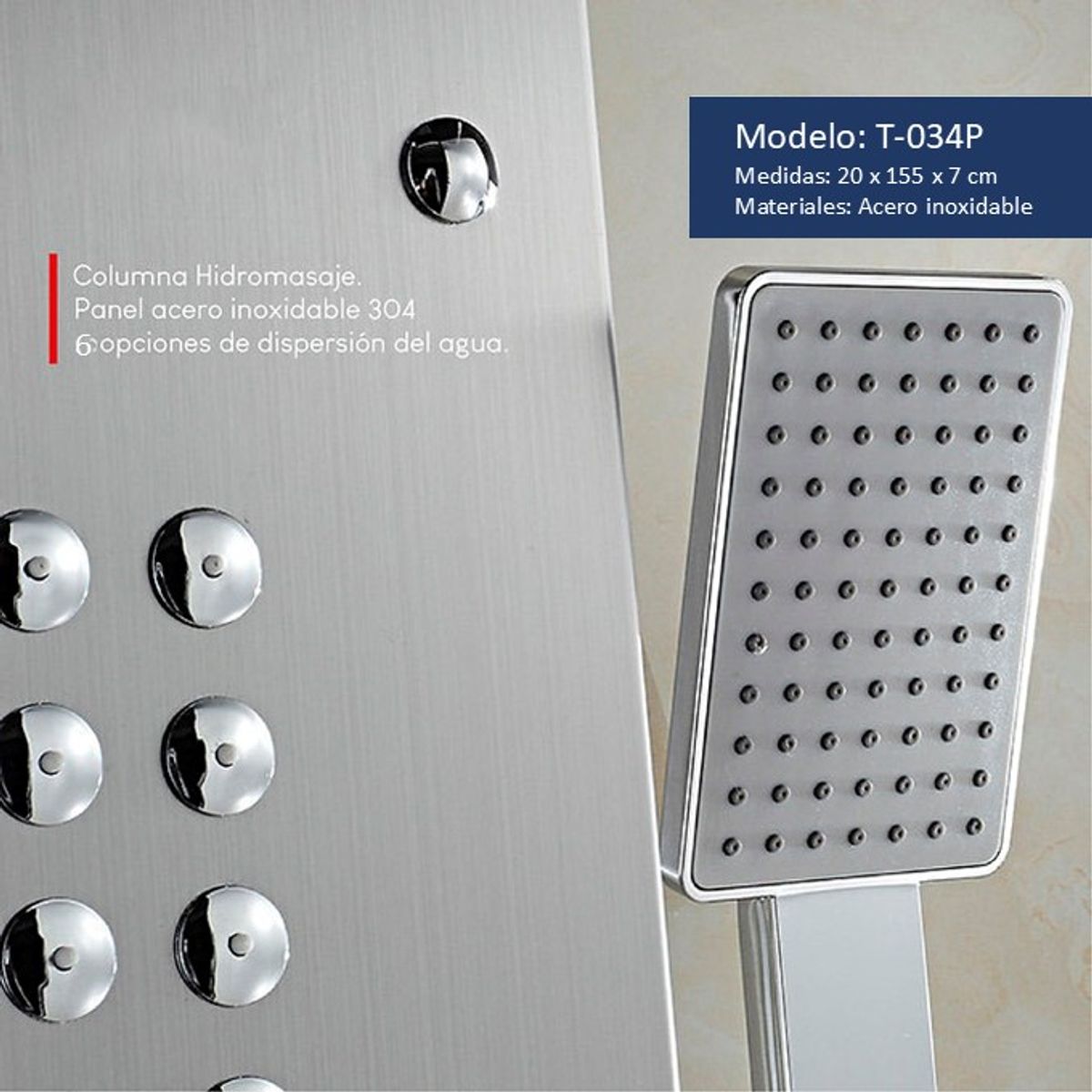 XM - COLUMNA DE DUCHA PLATEADO T-034P