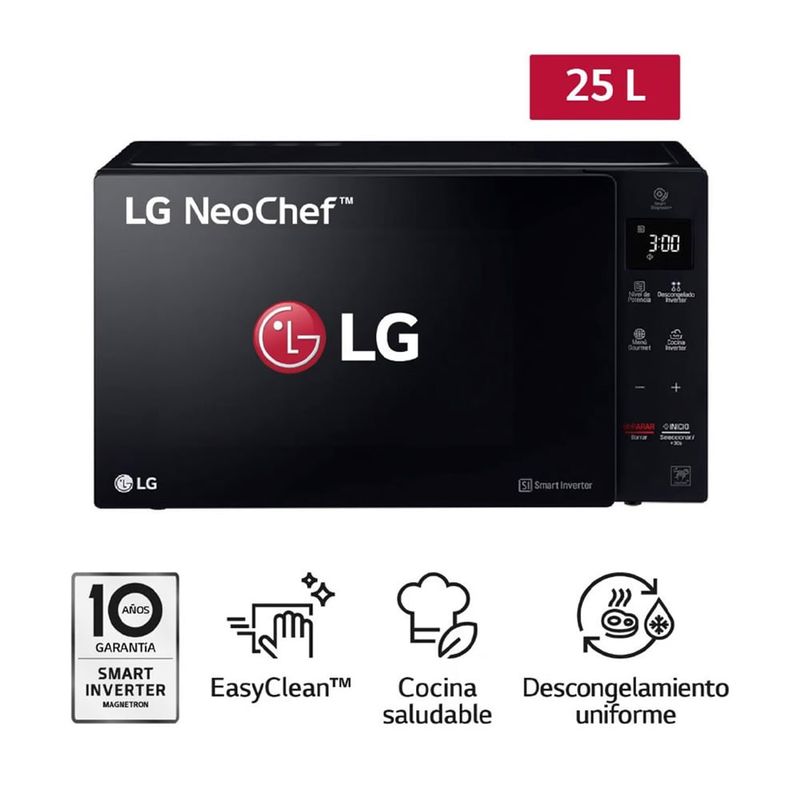 LG - Horno Microondas  LG 25L con EasyClean MS2536GIS