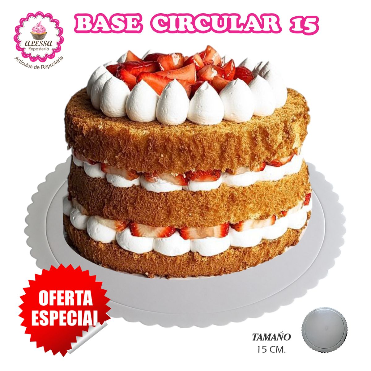 50 Bases Blancas de Mini Torta Pastel de 15 cm. para Repostería, marca GENERICO - Foto Principal