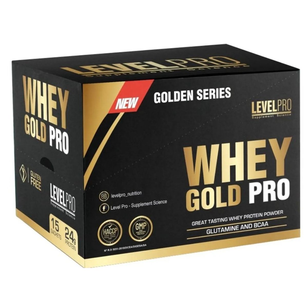 LEVEL PRO - Proteína Level Pro Whey Gold Pro Caja 15 Sachets Chocolate