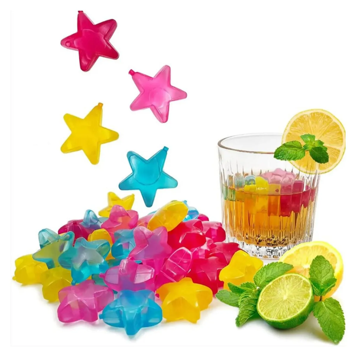 GENERICO - Cubos de Hielo de Colores Reutilizables - Mod. Estrellas - 12 Unidades