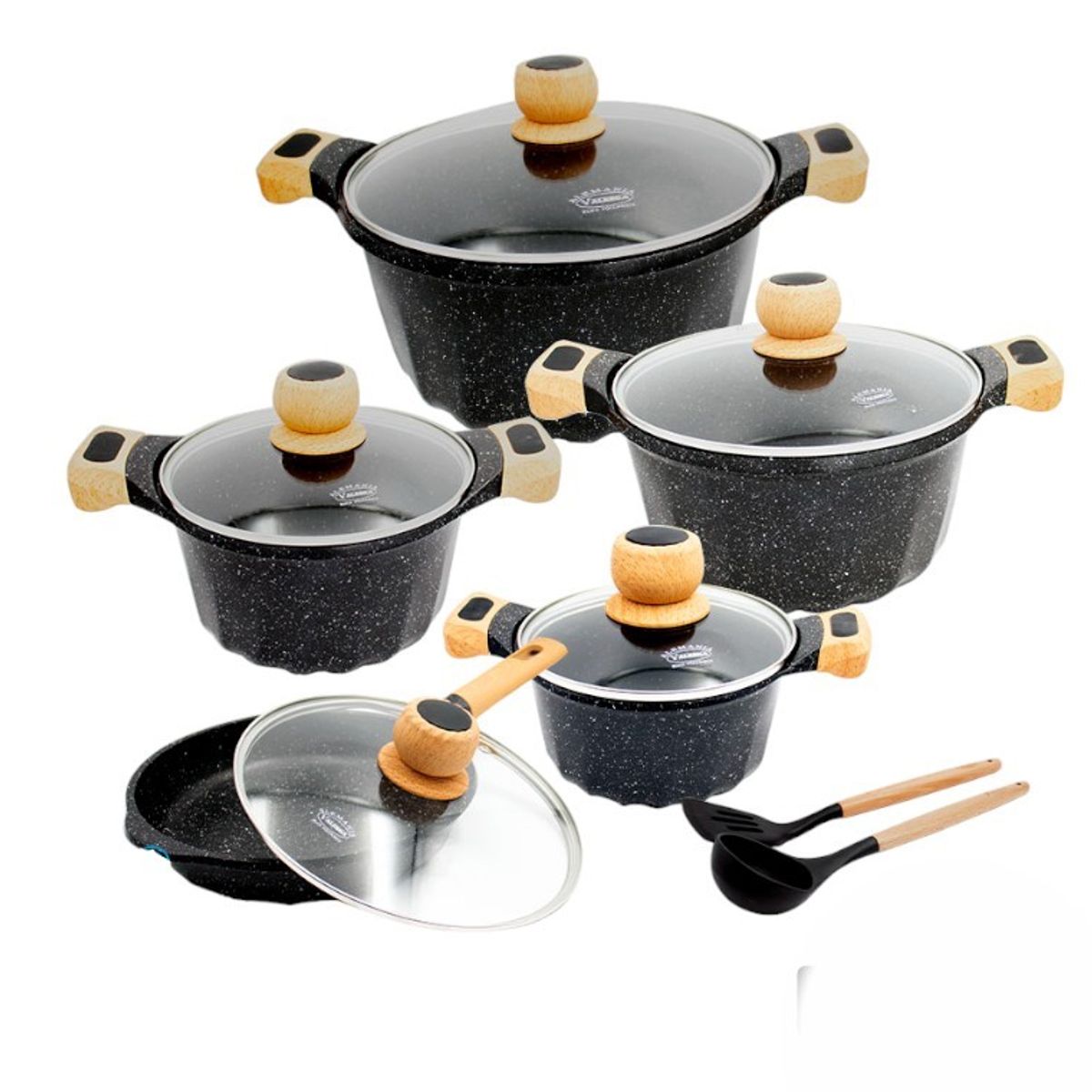 VALESKA - Set de Ollas Valeska Roca Volcánica Granito 12 Pc