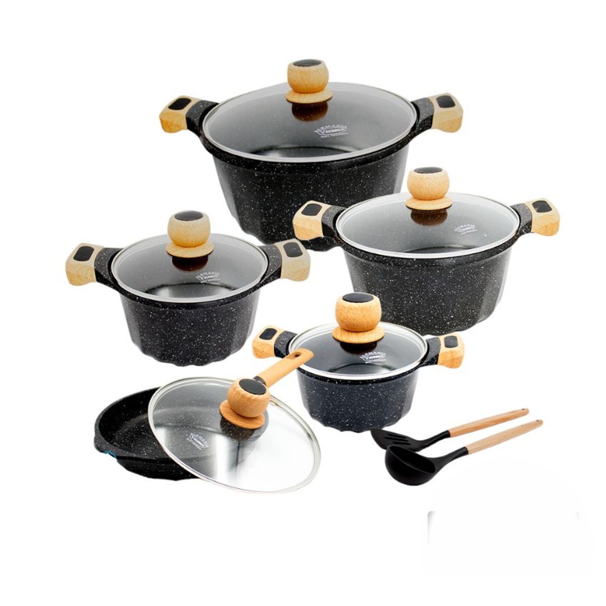 VALESKA - Set de Ollas Valeska Roca Volcánica Granito 12 Pc