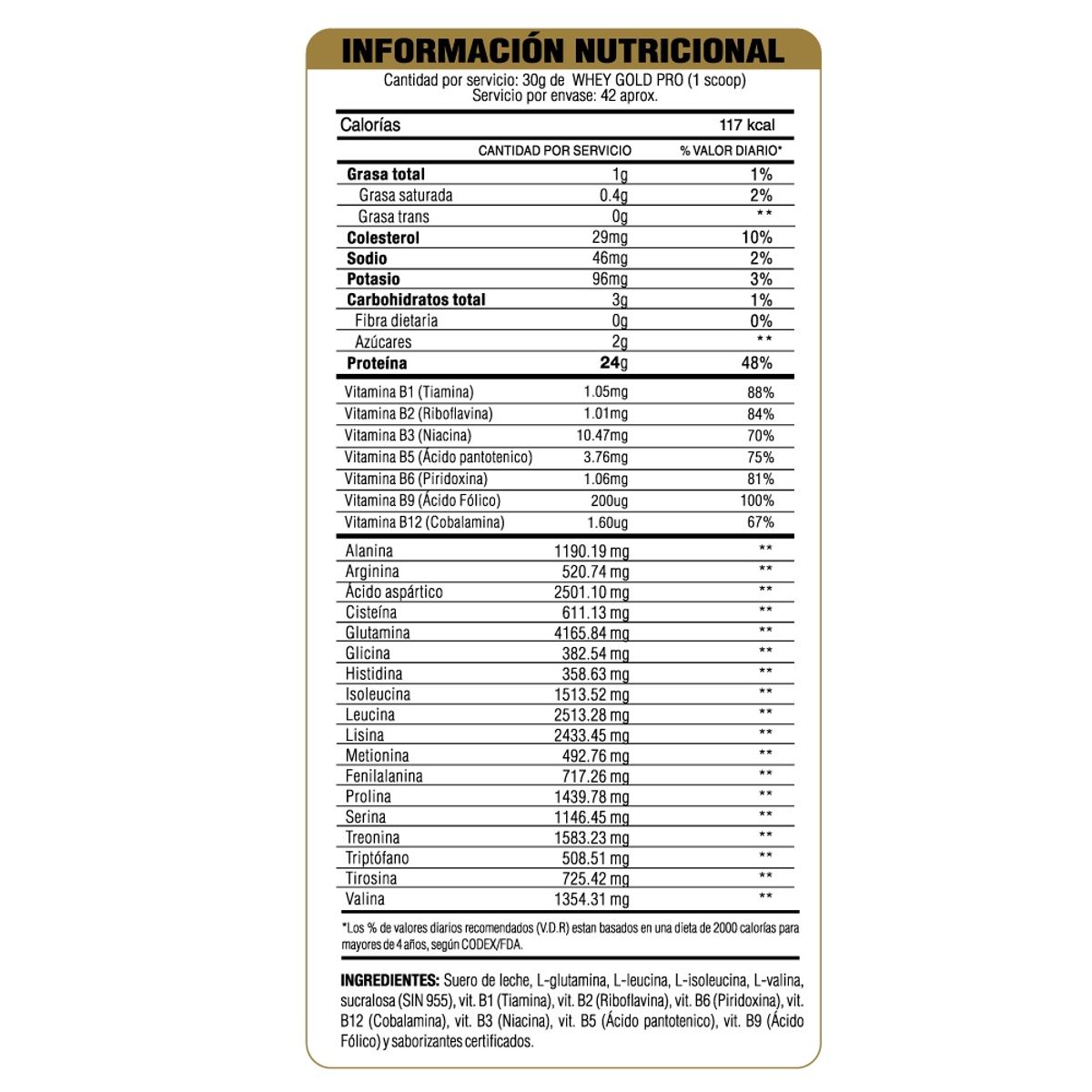 LEVEL PRO - Level Pro Whey Gold Pro Caja 15 unid Vainilla Creme