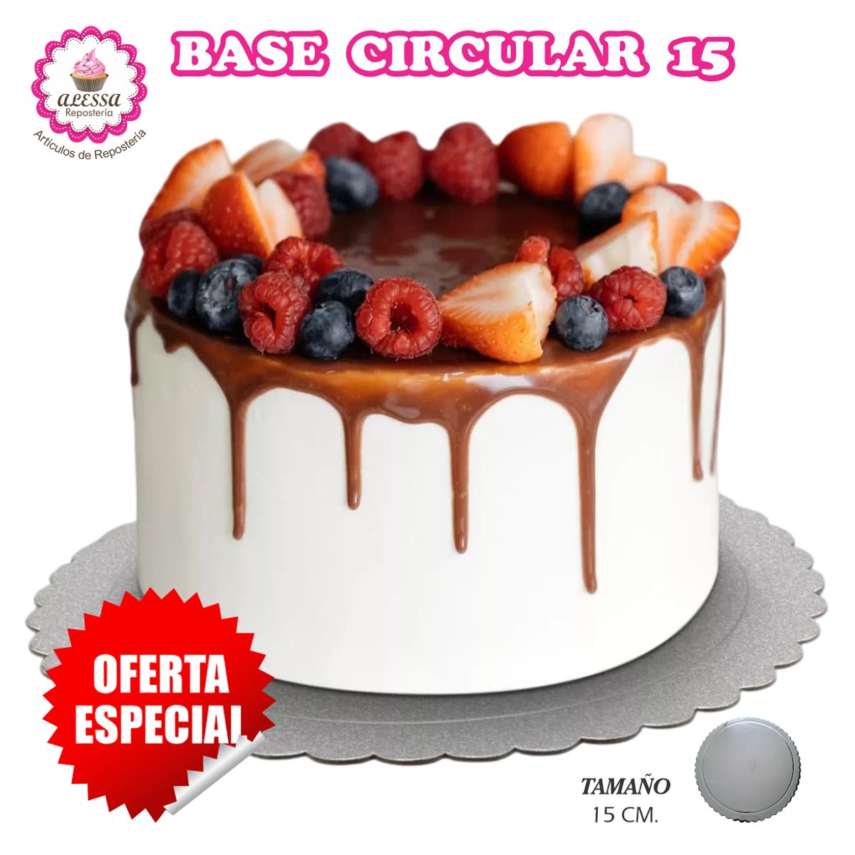 GENERICO - 50 Bases Plateadas de Mini Torta Pastel de 15 cm. para Repostería