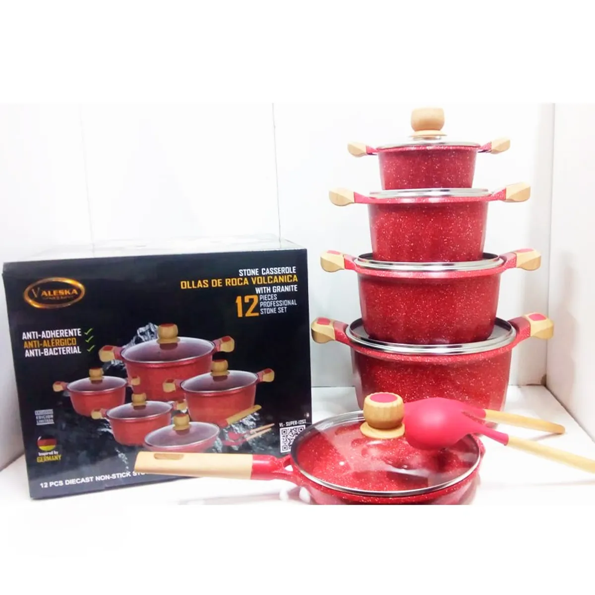 VALESKA - Set de Ollas Valeska Roca Volcánica Granito 12 Pc