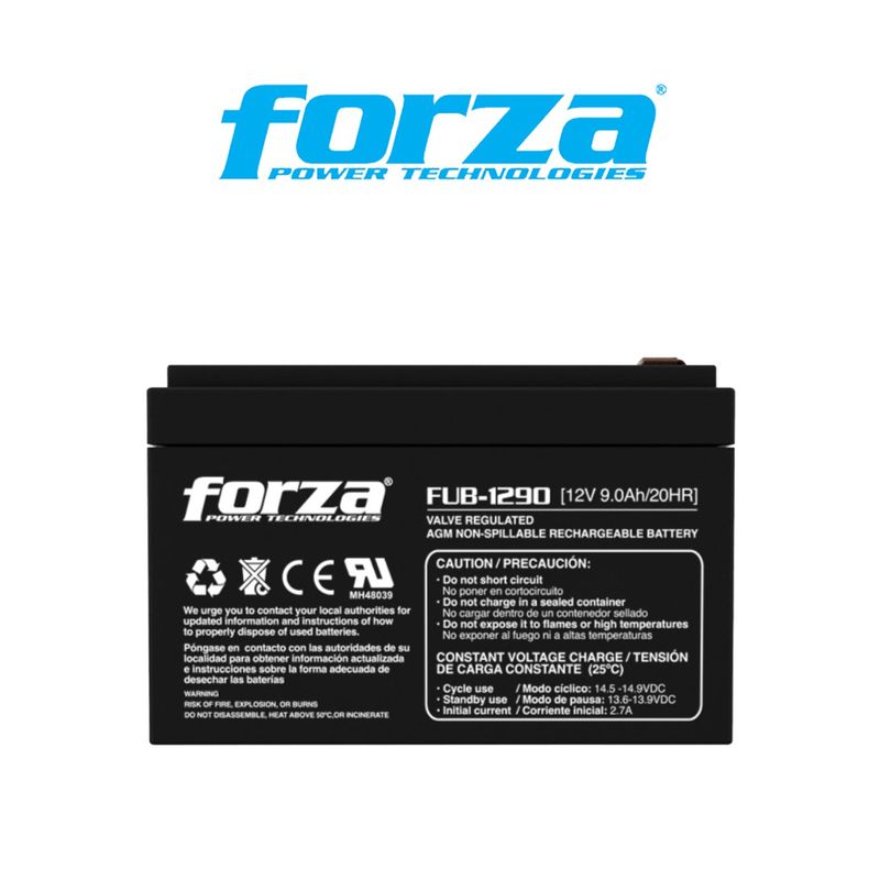 FORZA - Batería FUB-1290 sellada 12V/9Ah recargable, AGM, sin mantenimiento