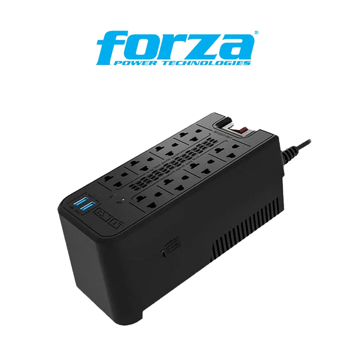 FORZA - Estabilizador De Voltaje Forza FVR-1222USB 1200va 600w Color Negro