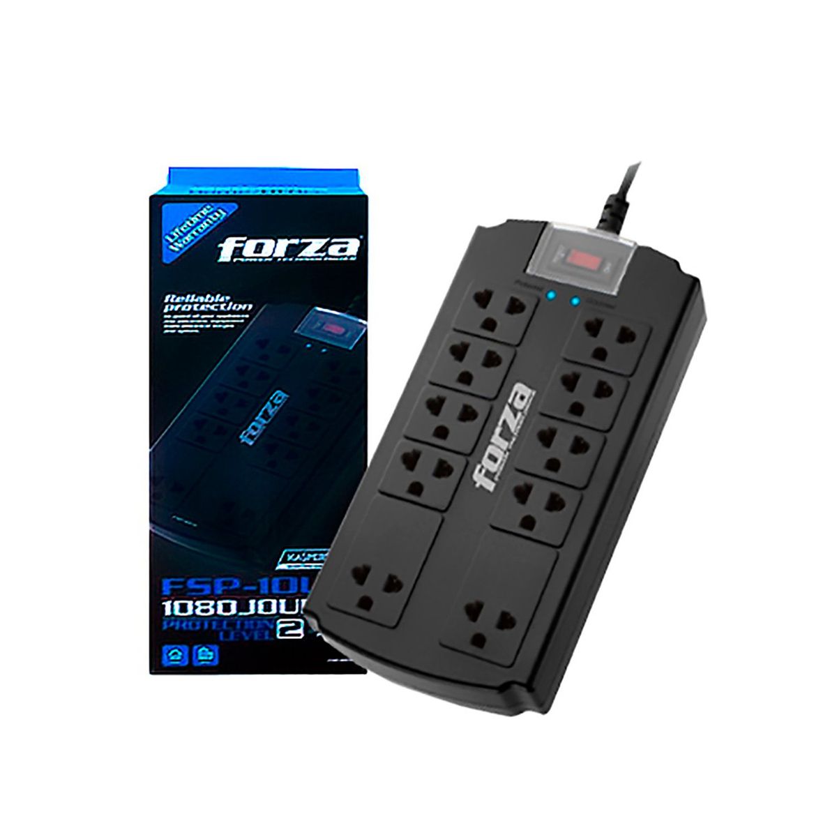 FORZA - Supresor Forza Fsp-10Un 10 Tomas Forza Negro 220V