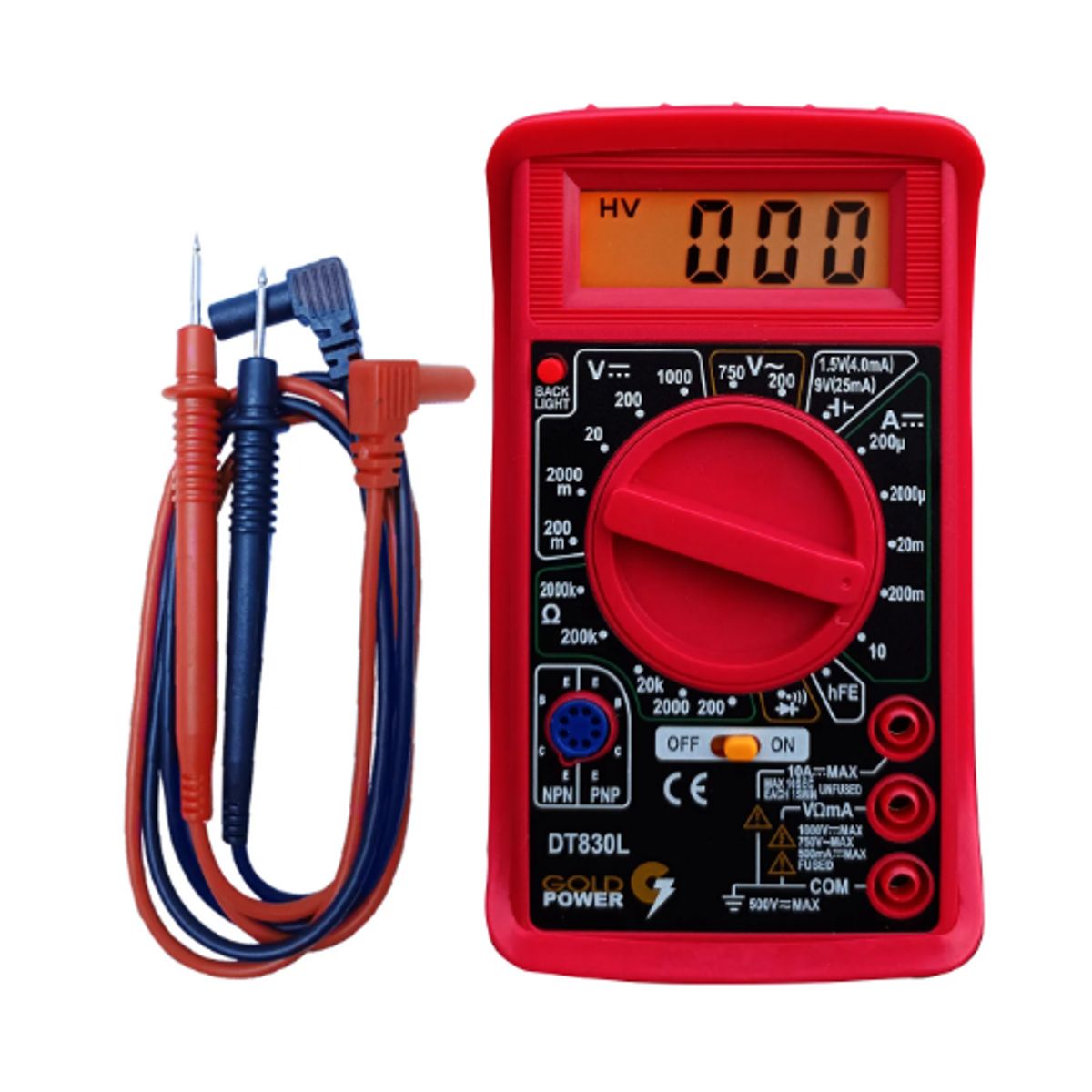 GENERICO - Multímetro Digital DT-830LRED GOLD POWER