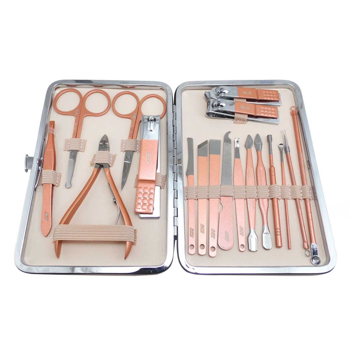 GENERICO - set de manicura y pedicura 18 piezas de acero inoxidable