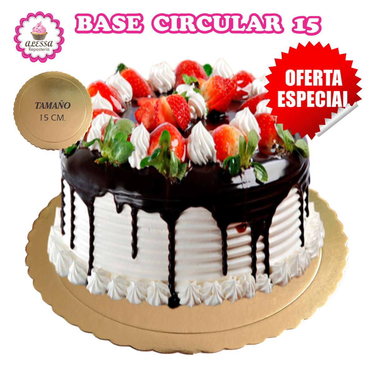 GENERICO - 50 Bases Doradas de Mini Torta Pastel de 15 cm. para Repostería