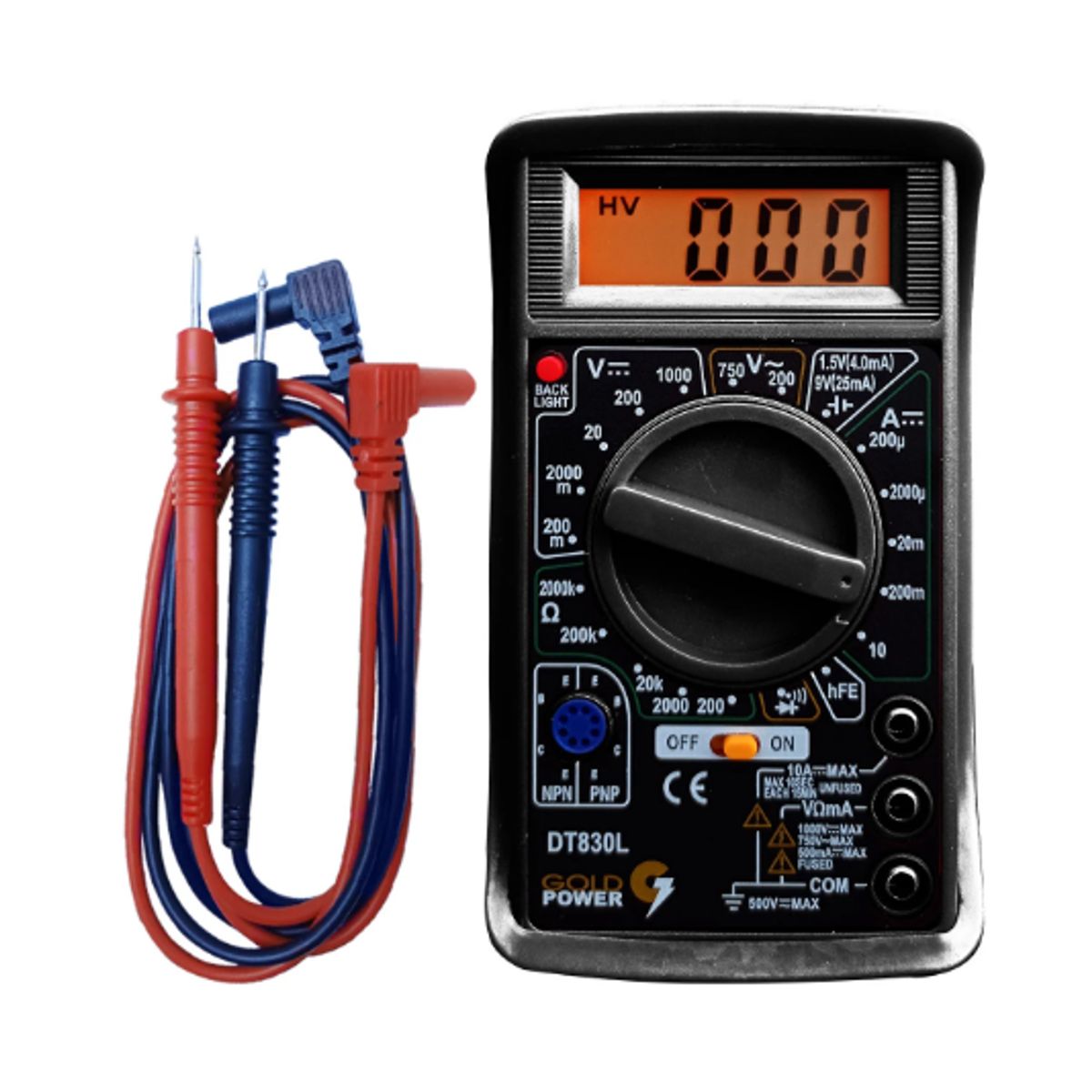 GENERICO - Multímetro Digital DT-830LBK GOLD POWER