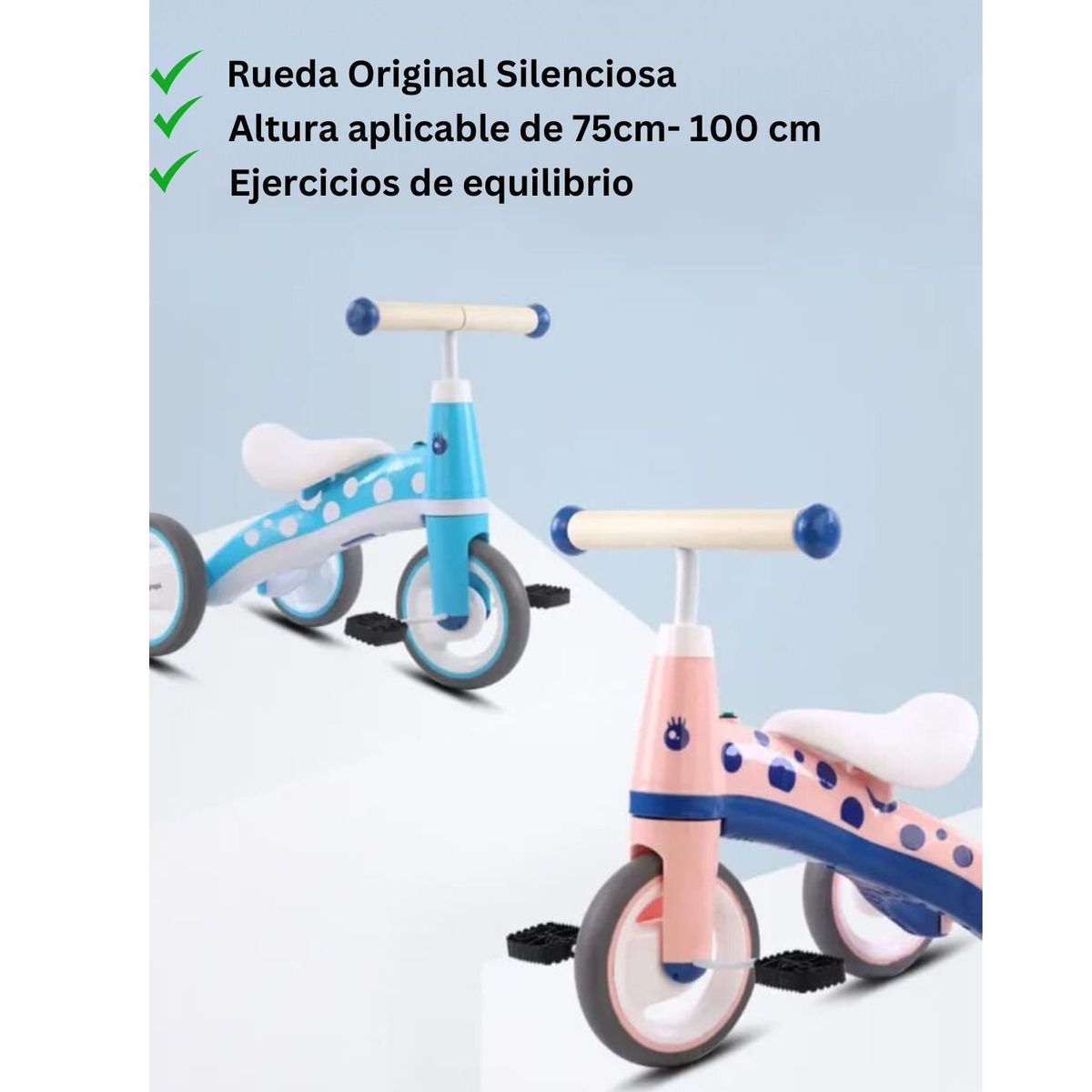 GENERICO - Bicicleta Triciclo Correpasillos Para Niños Musical Azul