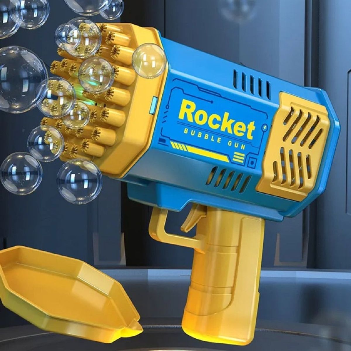 GENERICO - Bazooka de Burbujas  Luz 40 Agujeros Día del Niño Genieka Juguete