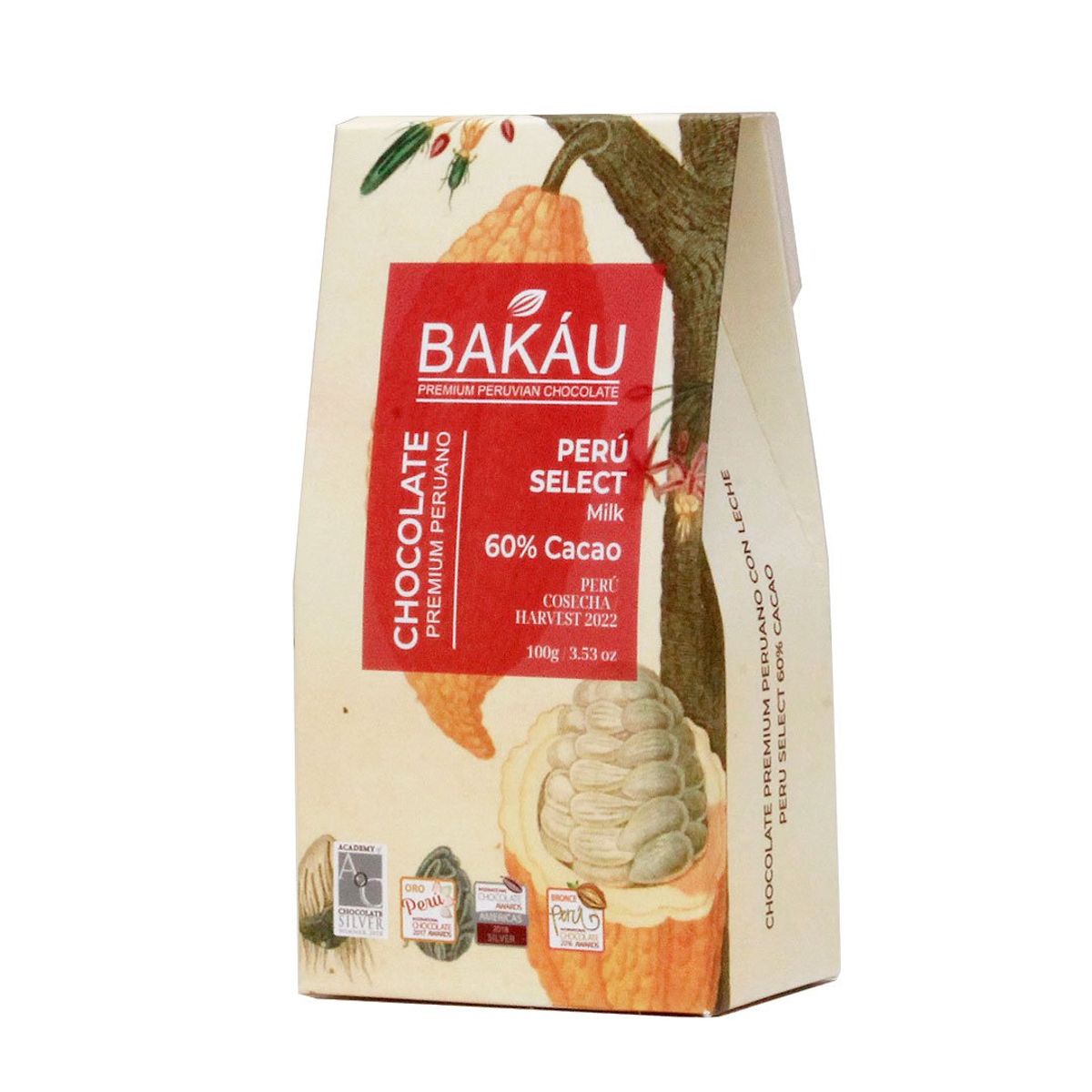 BAKAU - Chocolate Con Leche Perú Select 60% Cacao x 100g