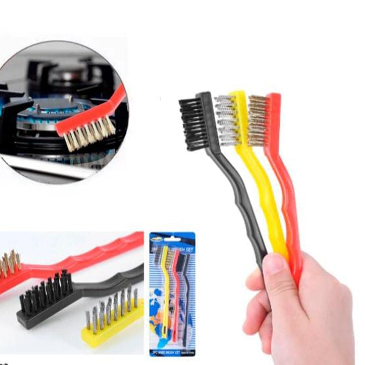 GENERICO - Juego de cepillos limpieza de alambre de acero multifunción