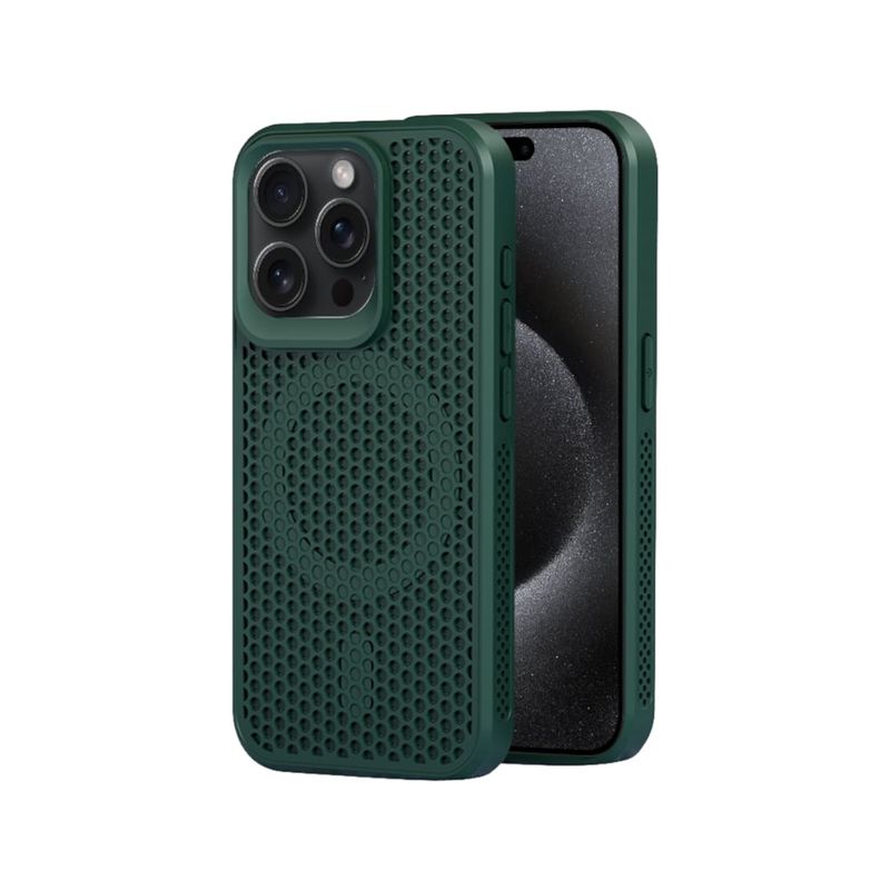 OEM - Case Compatible con iPhone 15 Pro Max Verde Magsafe Disipación