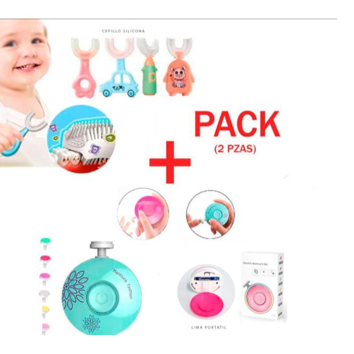 GENERICO - 1 CEPILLO EN 1 Y UNA LIMA DE UÑAS ELÉCTRICA A PILAS