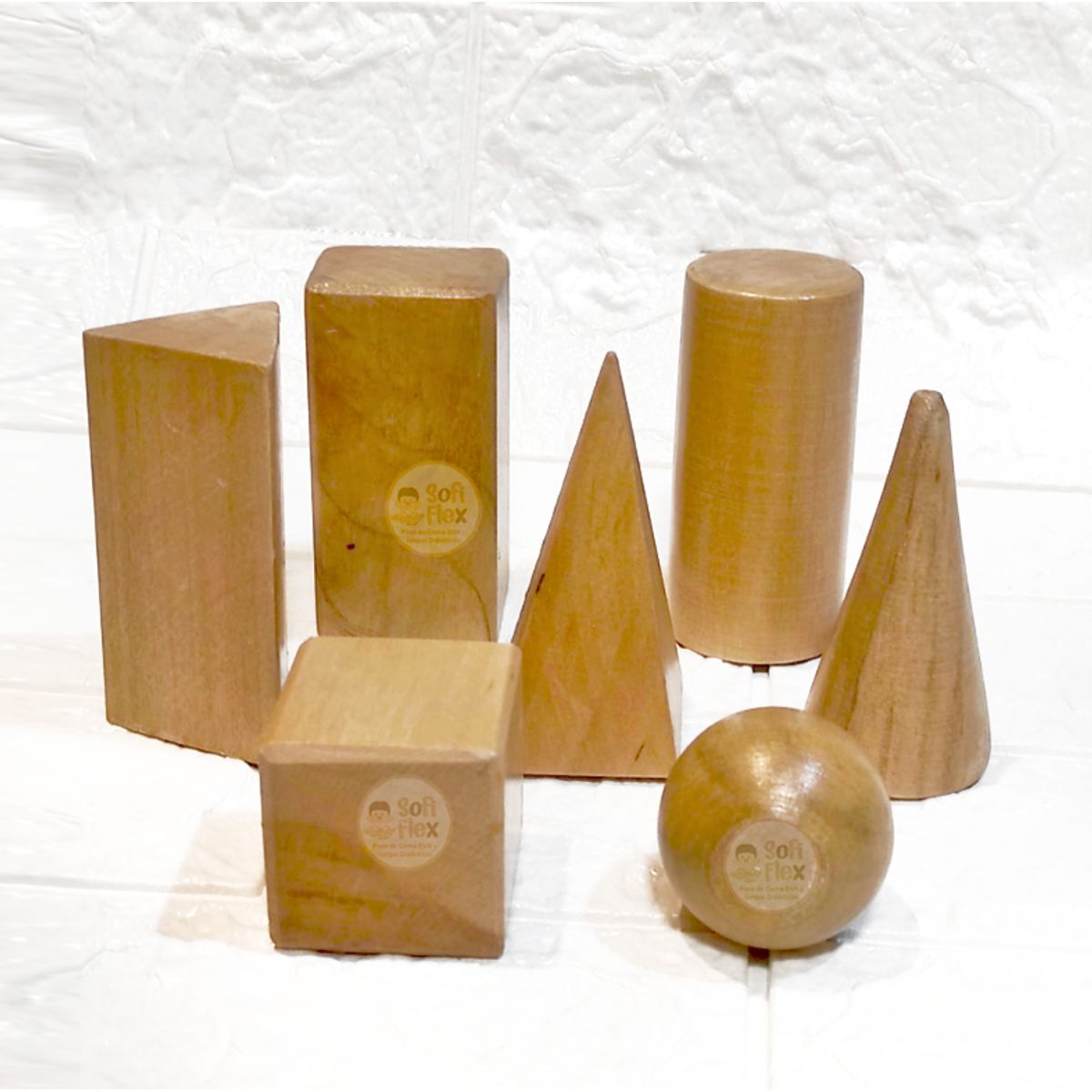 GENERICO - Bloques de Madera 3D Figuras Geometricas Color Natural