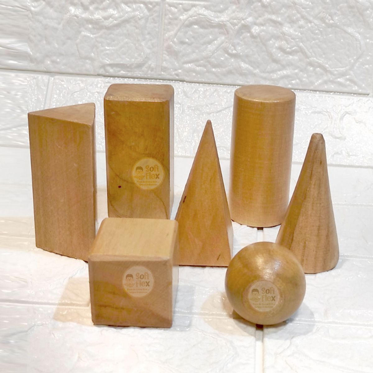 GENERICO - Bloques de Madera 3D Figuras Geometricas Color Natural