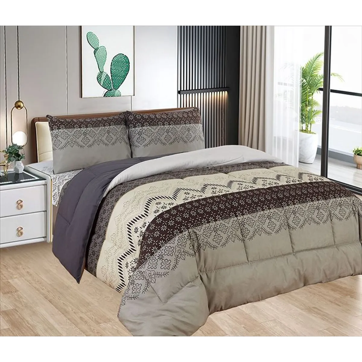 CASATEX - Edredón King + Juego de Sábanas King 100% Algodón - 5 Piezas