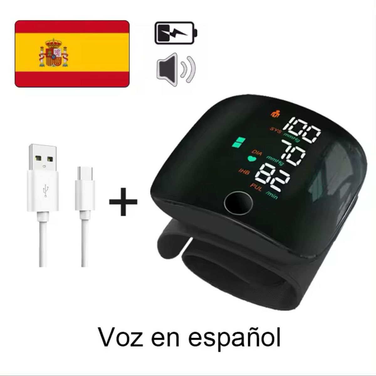 GENERICO - TENSIOMETRO DIGITAL RECARGABLE PARLANTE PANTALLA LED