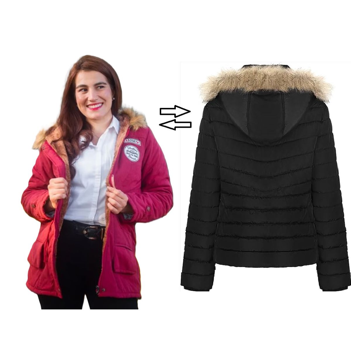 OEM - Parka ARMY Reversible doble color para Dama