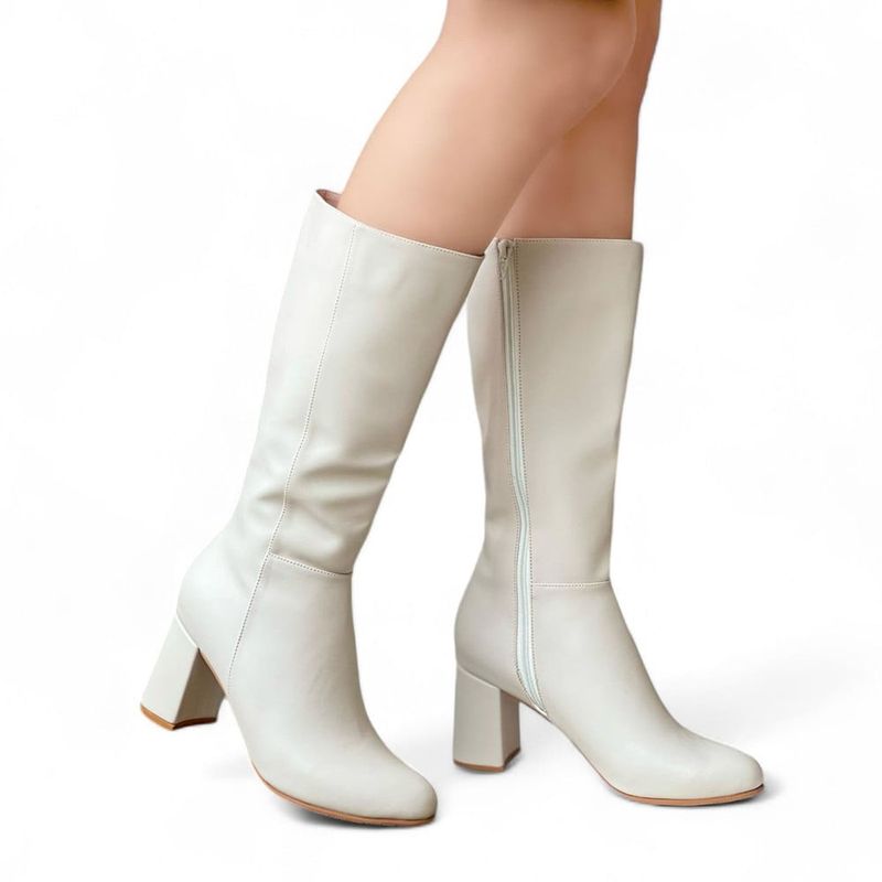 GENERICO - Bota Alta Estilizada Con Silueta Clásica 2035L-75 Color Hueso