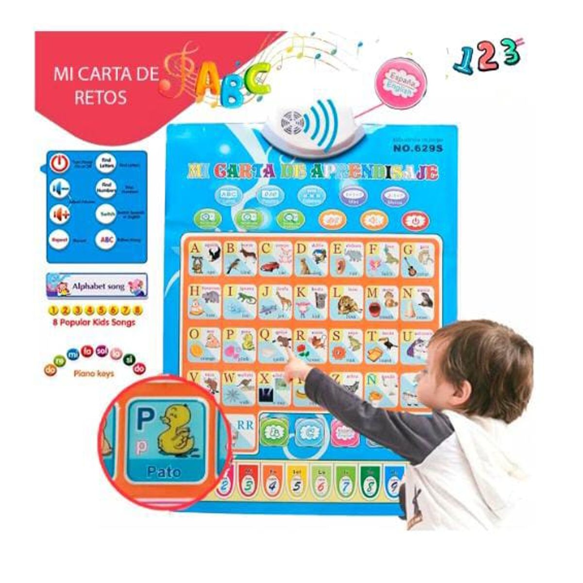 GENERICO - Tablero Aprendizaje Montessori Inglés Español Rosado