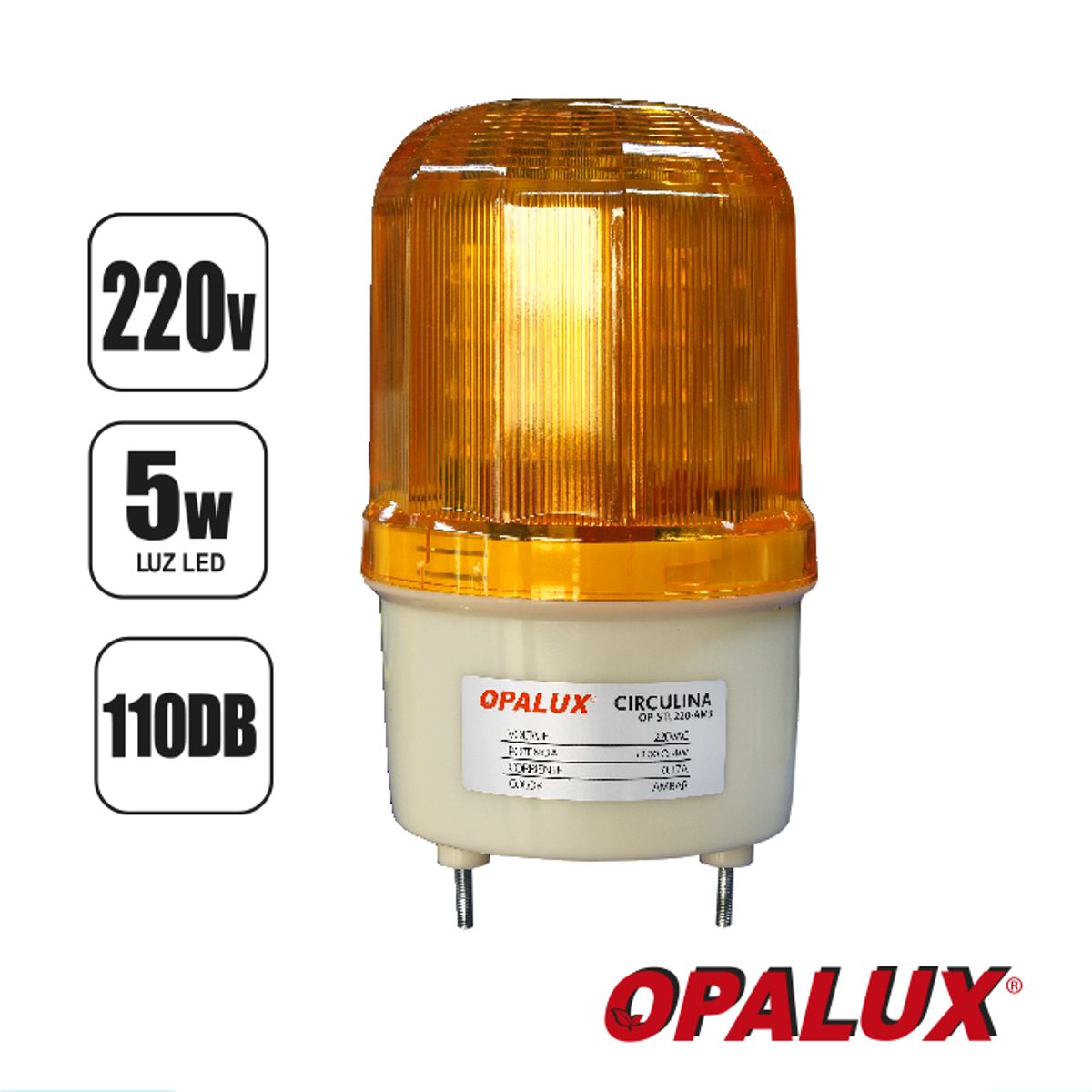 OPALUX - Circulina con Sirena 220VAC Ámbar OP-STL220-AMB OPALUX