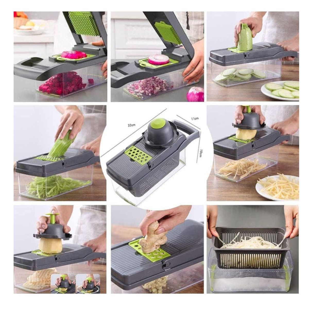 GENERICO - Cortador rallador manual de cocina de 16 piezas