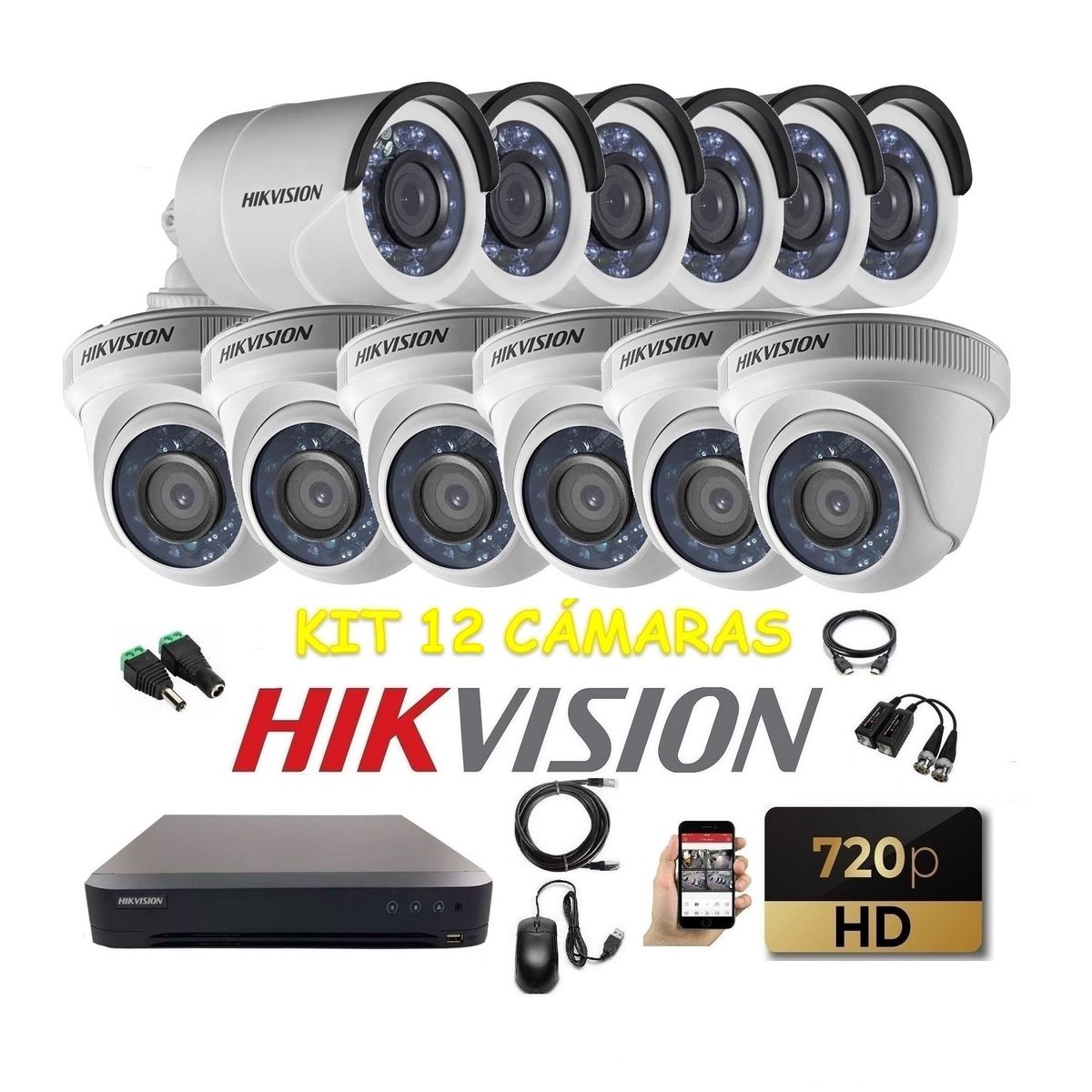 HIKVISION - kit 12 Cámaras Seguridad HD Hikvision