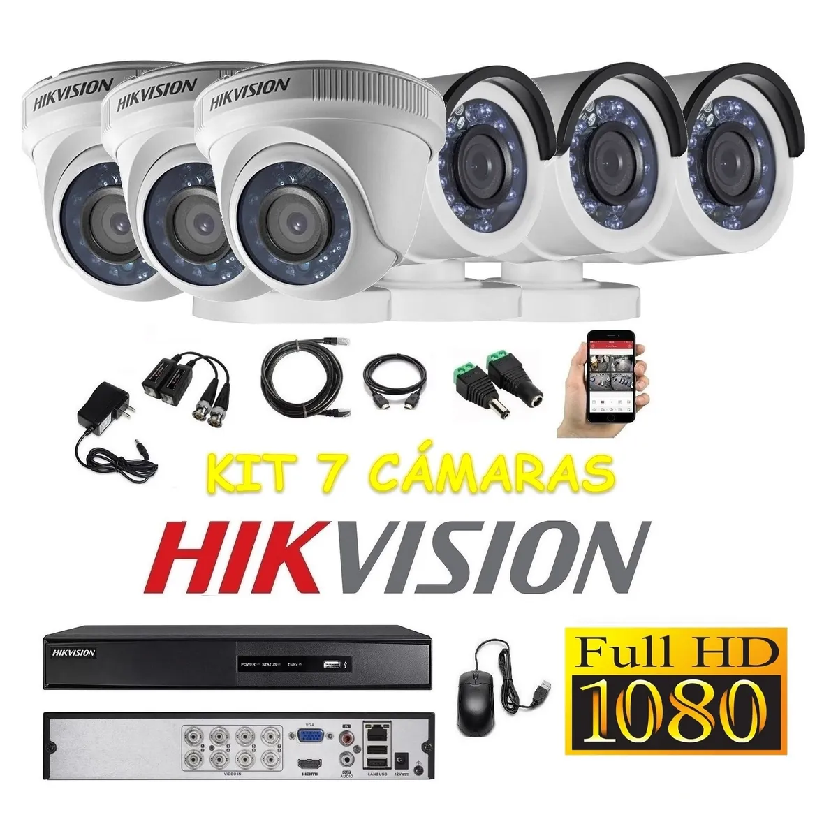 HIKVISION - kit 6 Cámaras Seguridad FULLHD Hikvision