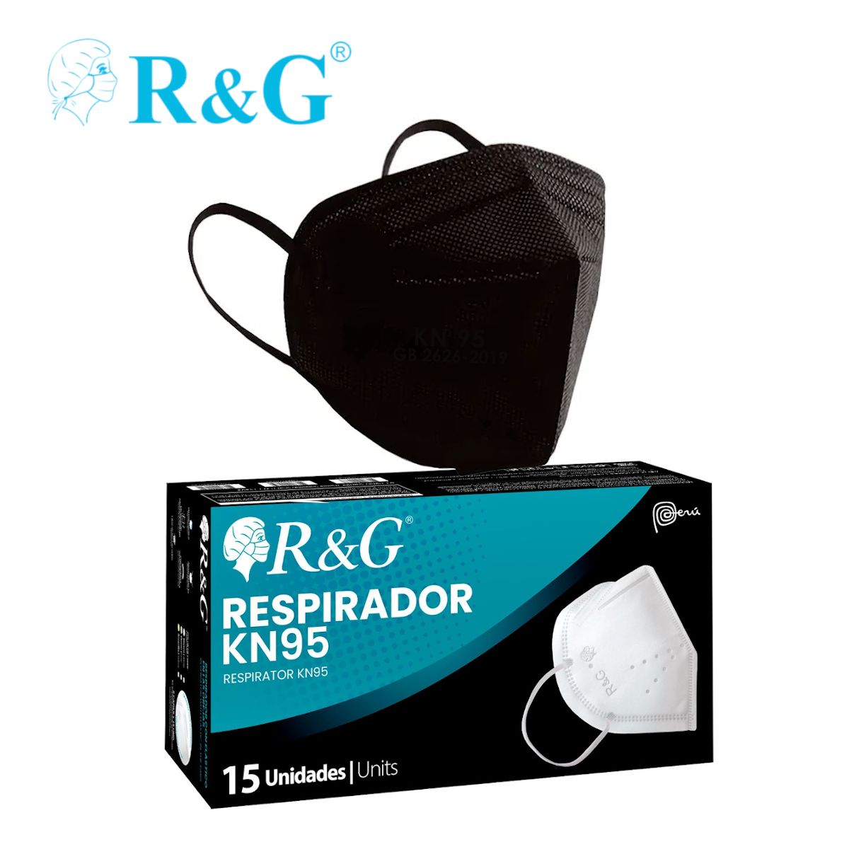 R&G - Respirador KN95 5 capas negro caja*15und R&G