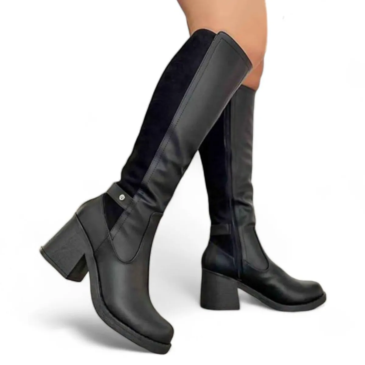 GENERICO - Bota De Tacón Moderna Con Tira En El Tobillo 2035L-70 Color Negro