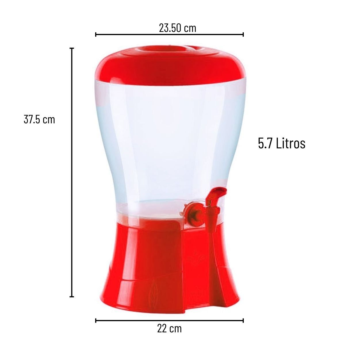 GENERICO - Dispensador Balde de agua para mesa Rojo 5.7 litros elegante