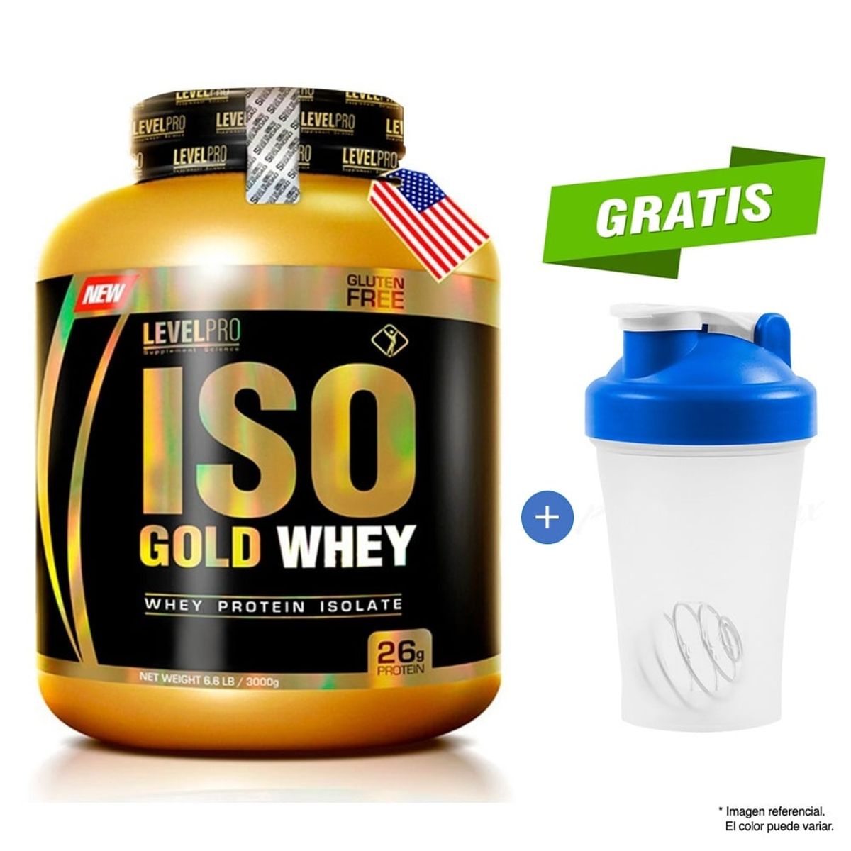 LEVEL PRO - Proteína Level Pro Iso Gold Whey 3 kg Chocolate + Shaker