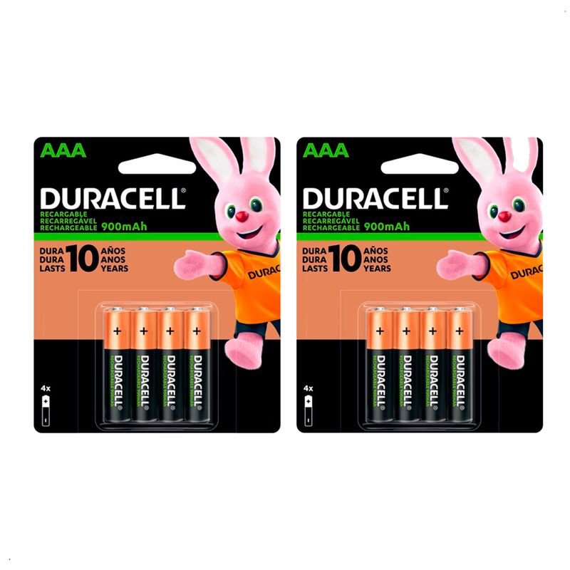 DURACELL - pilas recargables duracell 900mAh AAA pack 8 unidades